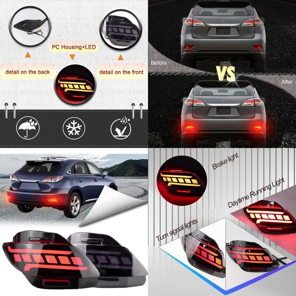 

Smoked LED Rear Bumper Reflector Kit for Lexus RX350 2009-2015 Tail Lamp, Brake, Fog, DRL, Turn Signal Accessories