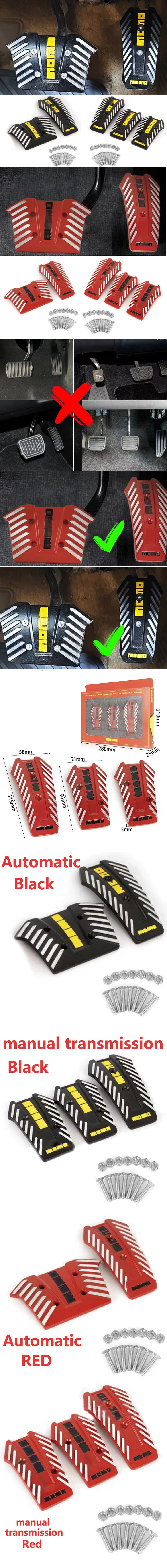 Auto-Pedal Aluminium Universal Auto-Fußpedal Manuelle Automatikgetriebe Metallabdeckung Set Kit Auto-Pedal Rot Schwarz Auto-Zubehör – Detail 1