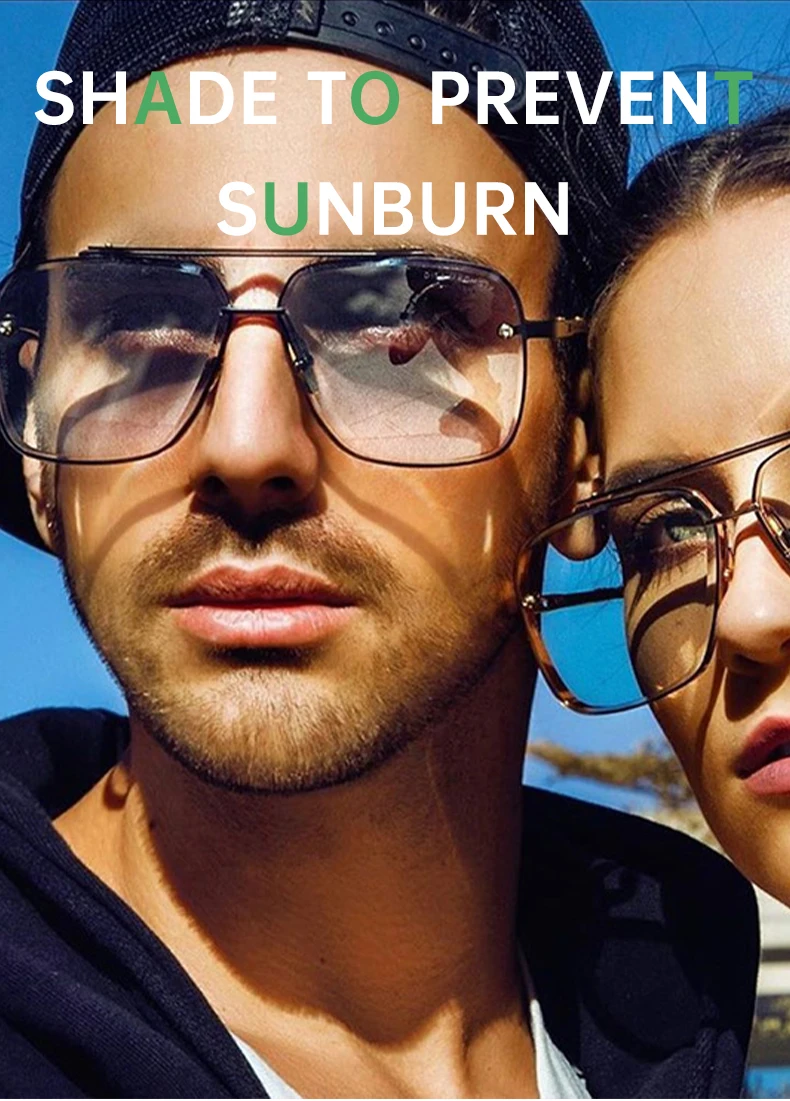 Übergroße Quadratische Randlose Sonnenbrille für Herren 2026 Luxusmarken-Designer Vintage Rahmenlose Sonnenbrillen für Männer Retro Eyewear Shades – Detail 3