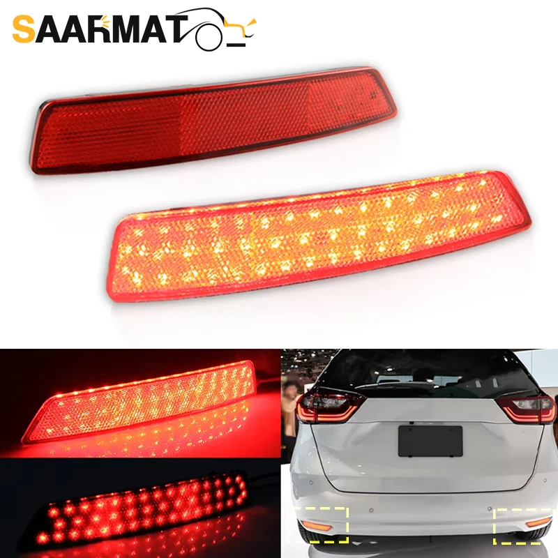 2PCS Smoked/Red Lens LED Rear Bumper Light For Honda JAZZ Fit 2020-2024 Car Reflector Rear Stop Fog Lights Lamps Accessories