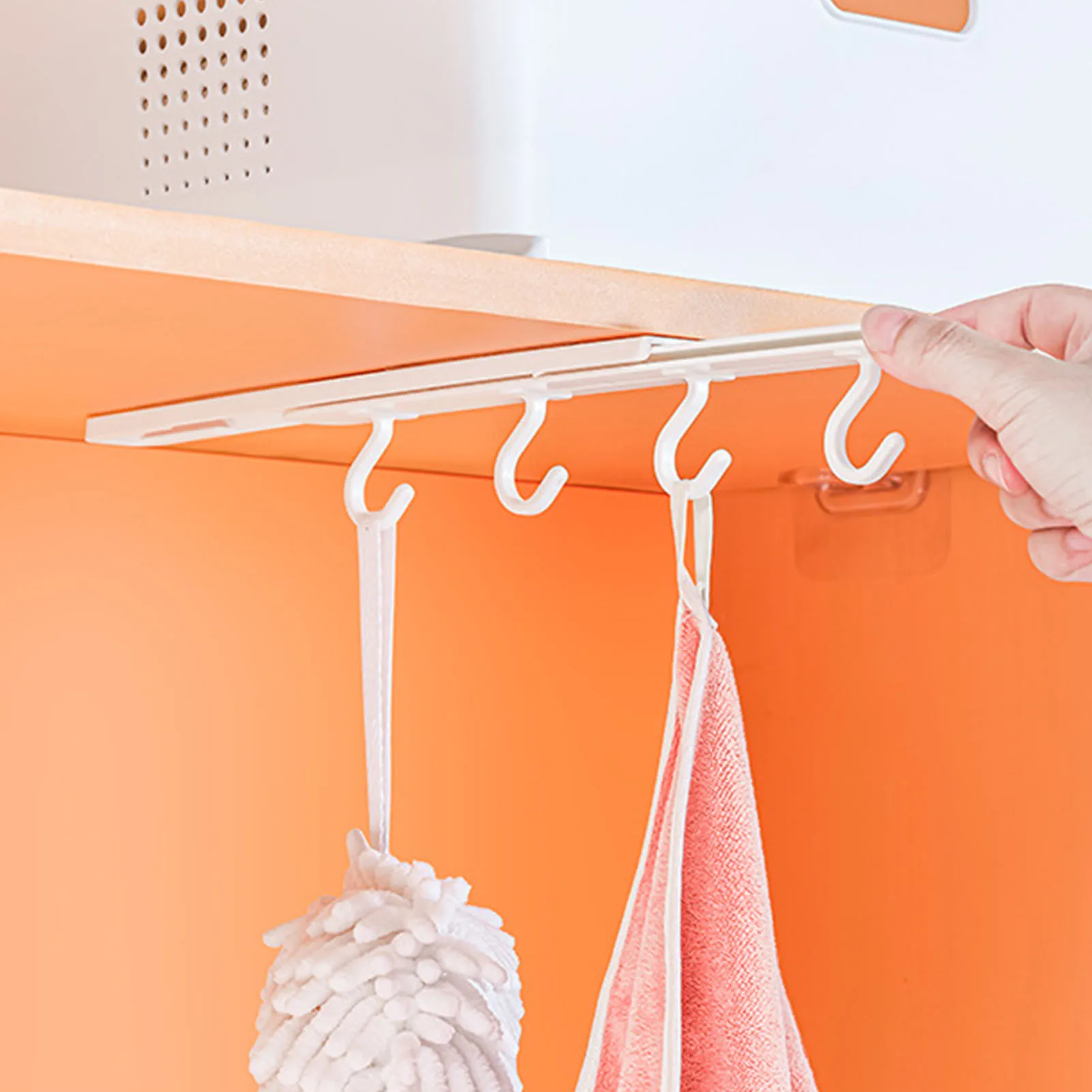 Retractable Sliding Hooks Punch Free Wall Mounted Stick Hooks Kitchen Pull Out Hooks