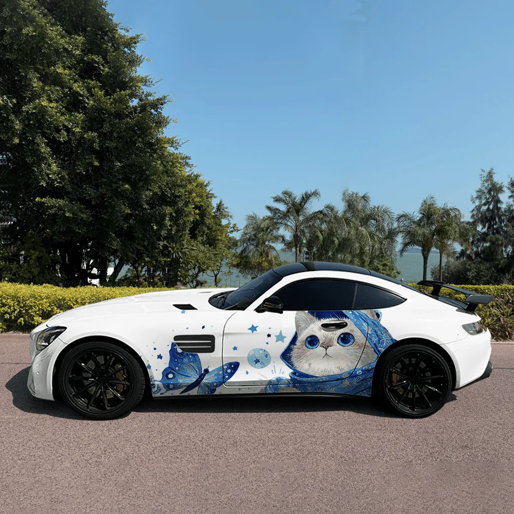

Волшебная кошка-бабочка, украшение на боковую наклейку автомобиля, водонепроницаемая ПВХ-наклейка, устойчивая к царапинам, защита автомобиля, автоаксессуары в подарок