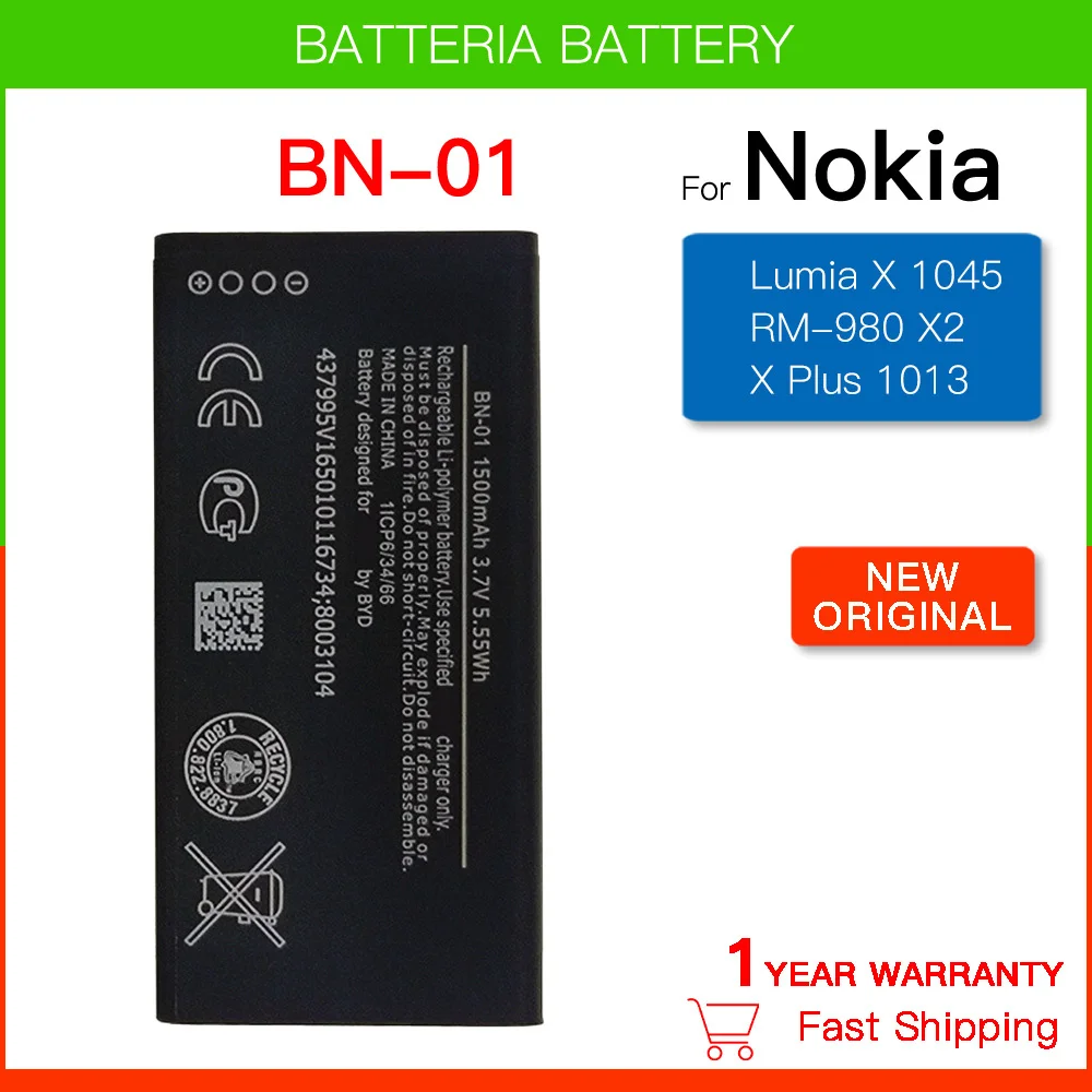 

Original Replacement Bateria Bn01 Battery For Nokia Lumia X 1045 RM-980 RM 980 Normandy BYD BN-01 Batteria + Tracking Number