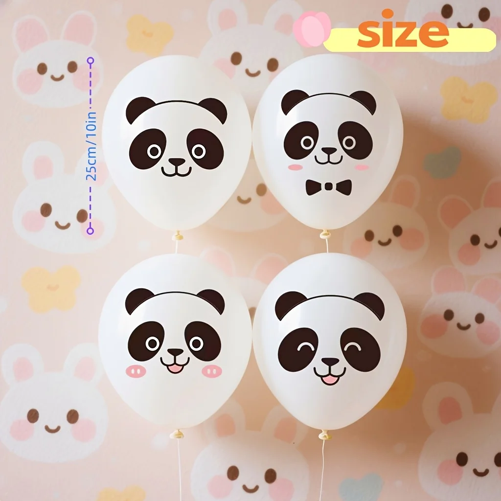28pcs Cute Panda Latex Balloons White Printed Panda Balloons Animal Theme Birthday Party Decor Balloons Panda Themed Party Decor view 3