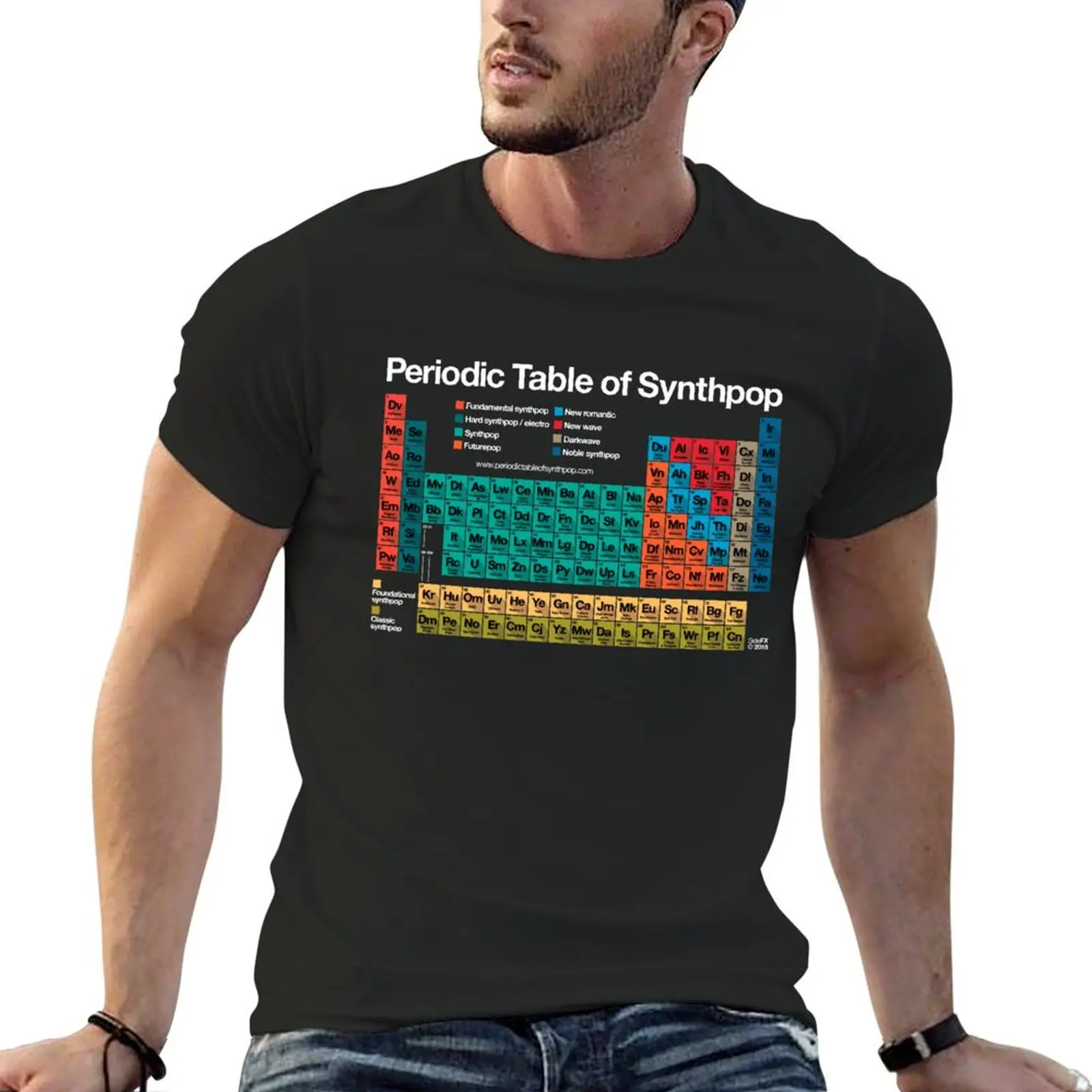 Periodic Table of Synthpop (dark background) T-Shirt oversized graphic tee anime stuff T-shirts for men cotton