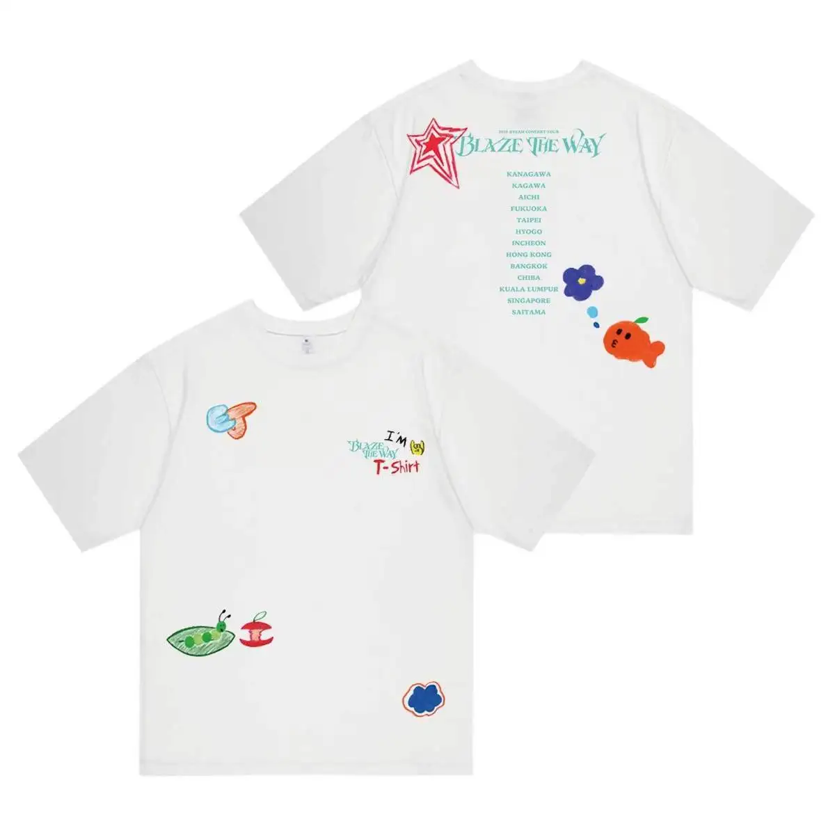 2026 Kpop Korean Trend Stars Same Style BlazeTheWay Letter y2k T-shirt Fans Women Men Summer Oversized Cotton Printe T-shirt
