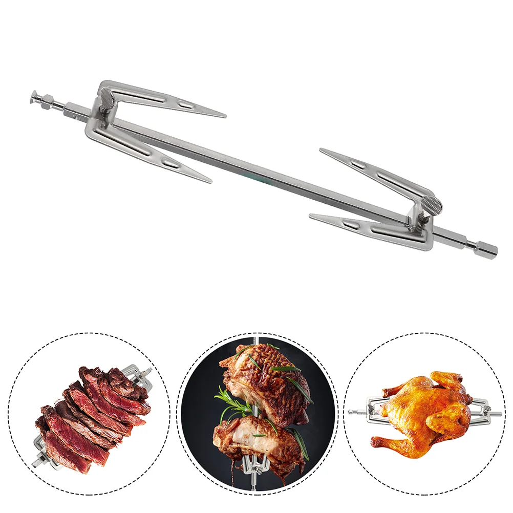 2 Pcs Grilling Fork Assembly Stainless Steel Air Fryer Forks Roast Chicken Rotating Home Food Kitchen Gadget Airfryer