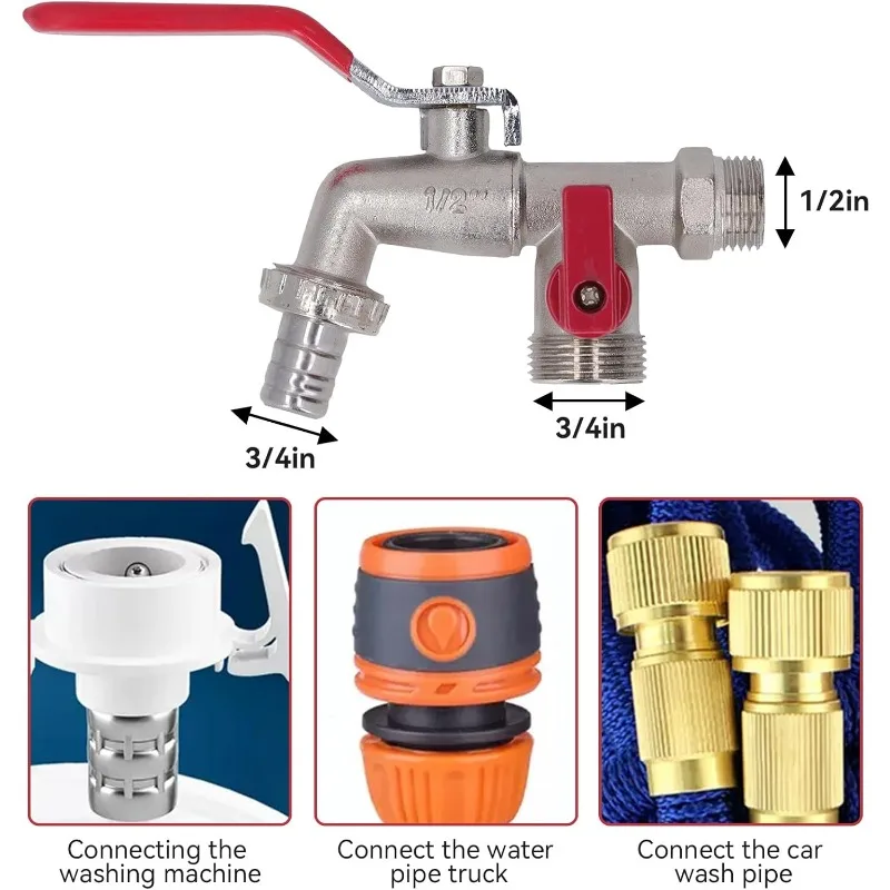 2 w 1 podwójny kran wylotowy zewnętrzny kran ogrodowy przeciw zamarzaniu podwójne usta mosiężny niebieski kran złącze węża ogrodowego narzędzie