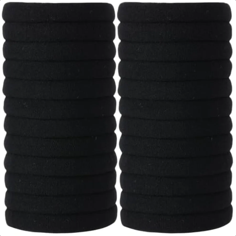 

Large Black Hair Ties for Women Girls 120 Bulk Pack Soft No Damage Nylon Cloth Hair Elastic Bands for Thick Curly Medium Hair P