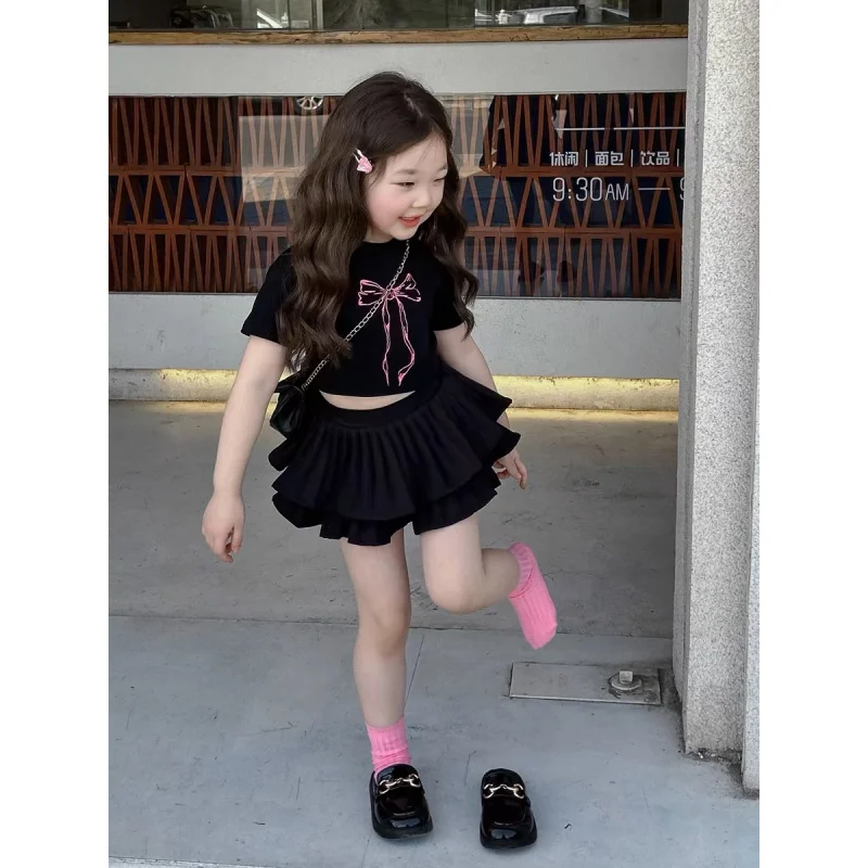 

Girls Suit2025Summer New Children's Pleated Skirt Skirt Safety Pants Children2-7Year-Old Princess Dress
