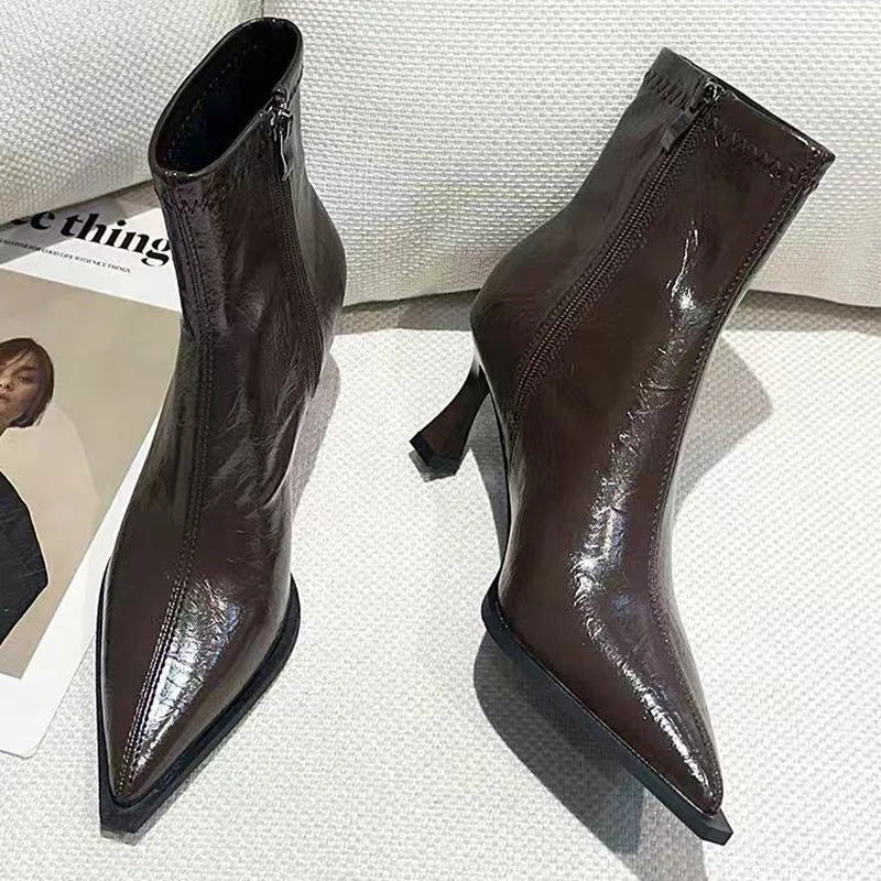 

Luxury Women Ankle Boots High Heels Pointed Toe Fashion Shoes Sexy Elegant Women Pumps 2025 Winter Designer Botas Para Mujer