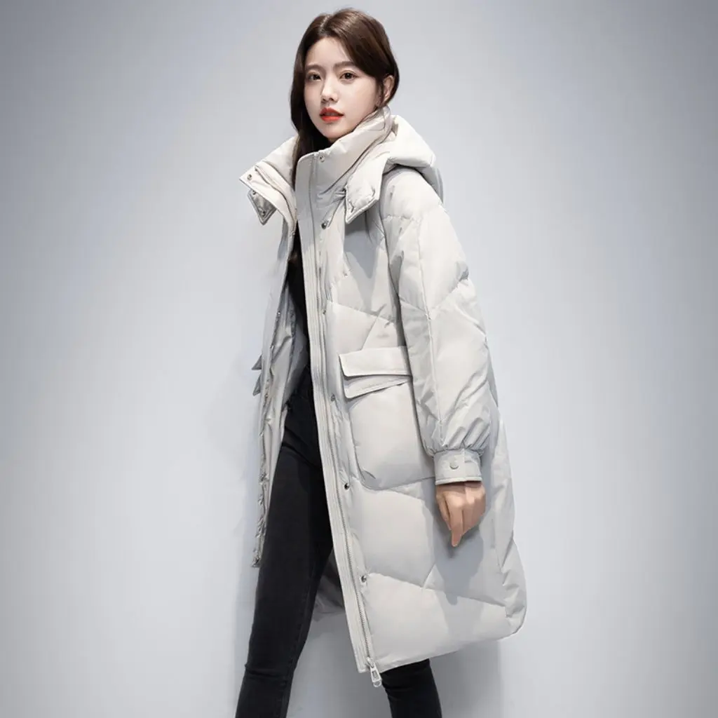 

Women's Cotton-padded Jacket Slim-fit Hooded Korean Style Warm Mid-Length Fashionable Winter Outerwear