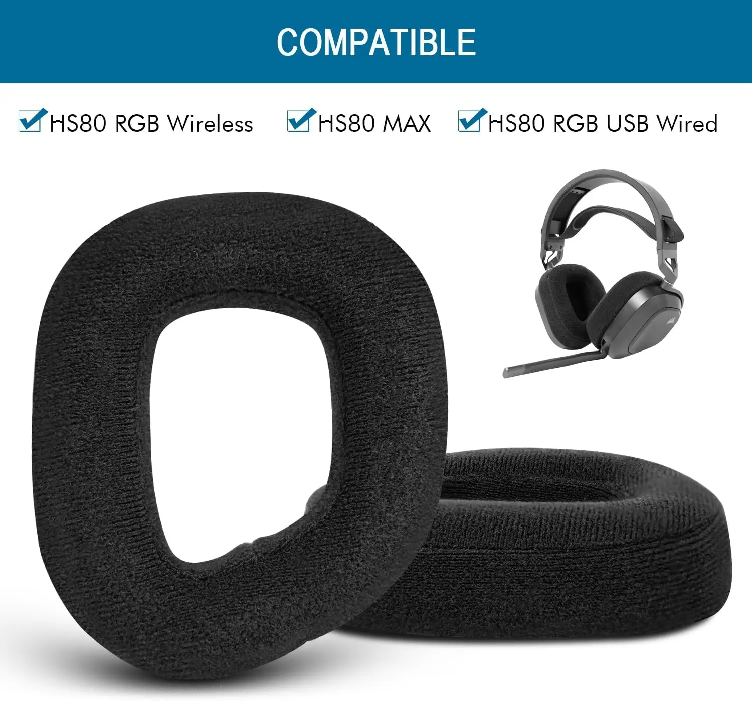 Обновление HS80 RGB, более толстые подушечки для замены наушников Corsair HS80 RGB USB Wired/HS 80 RGB, беспроводные наушники, амбушюры