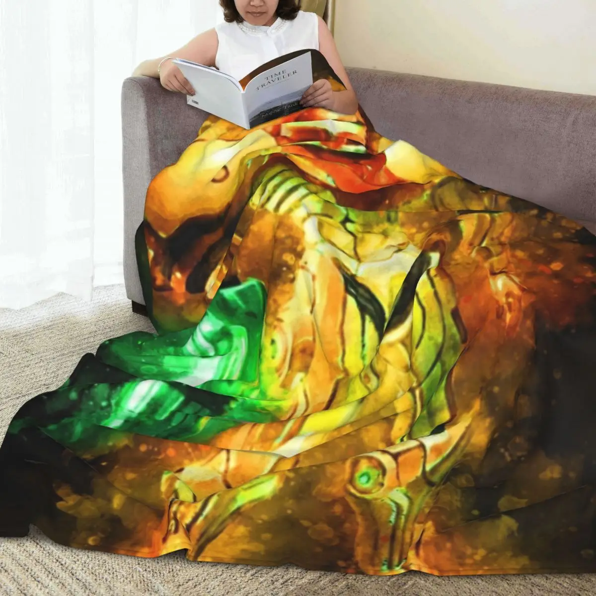 Metroid Samus Aran Prime Hunter Blankets Flannel Sofa Lightweight Throw Blankets for Home Bedroom Travel Throws Bedspread Quilt view 4