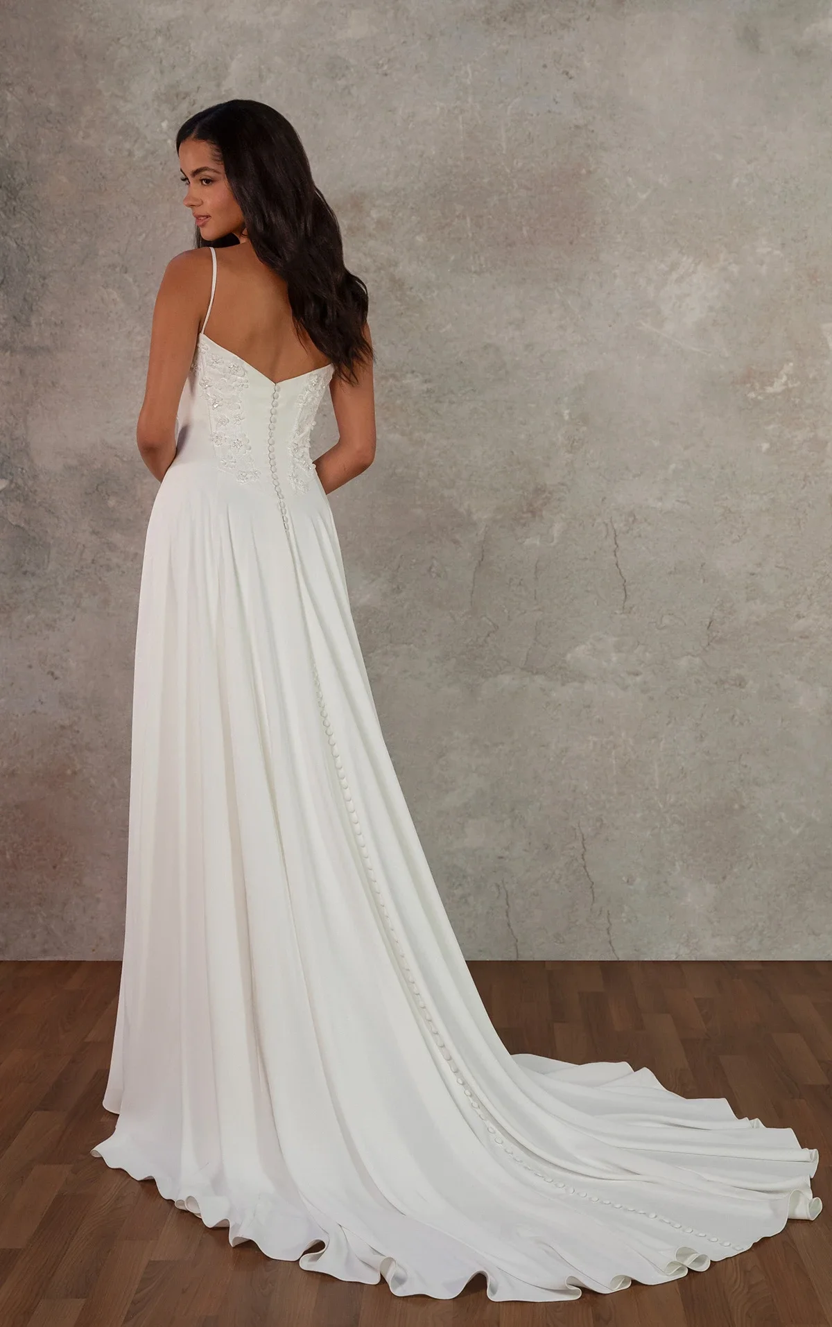 Lakshmigown Korsett-Satin-Hochzeitskleider mit Schal, sexy Strand-Brautkleider für Frauen, seitlich geschlitzt, maßgeschneiderte Bruidsjurken. – Detail 8