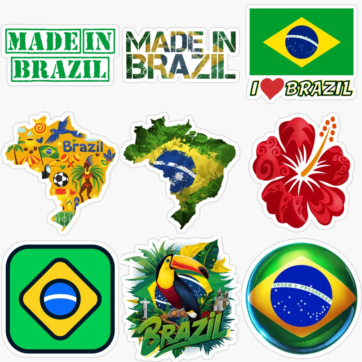 

BRA Brazil Flag Map Waterproof PVC Creative Car Stickers for Car Bicycle Window Helmet Wall Fridge Decoration Customizable Size