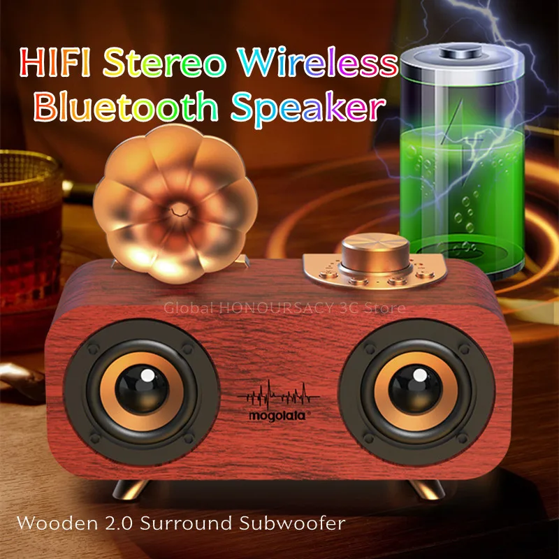 

HIFI стерео беспроводные Bluetooth колонки 2,0 объемный ретро деревянный сабвуфер высокой громкости мощные звуковые коробки для TF USB AUX плеер