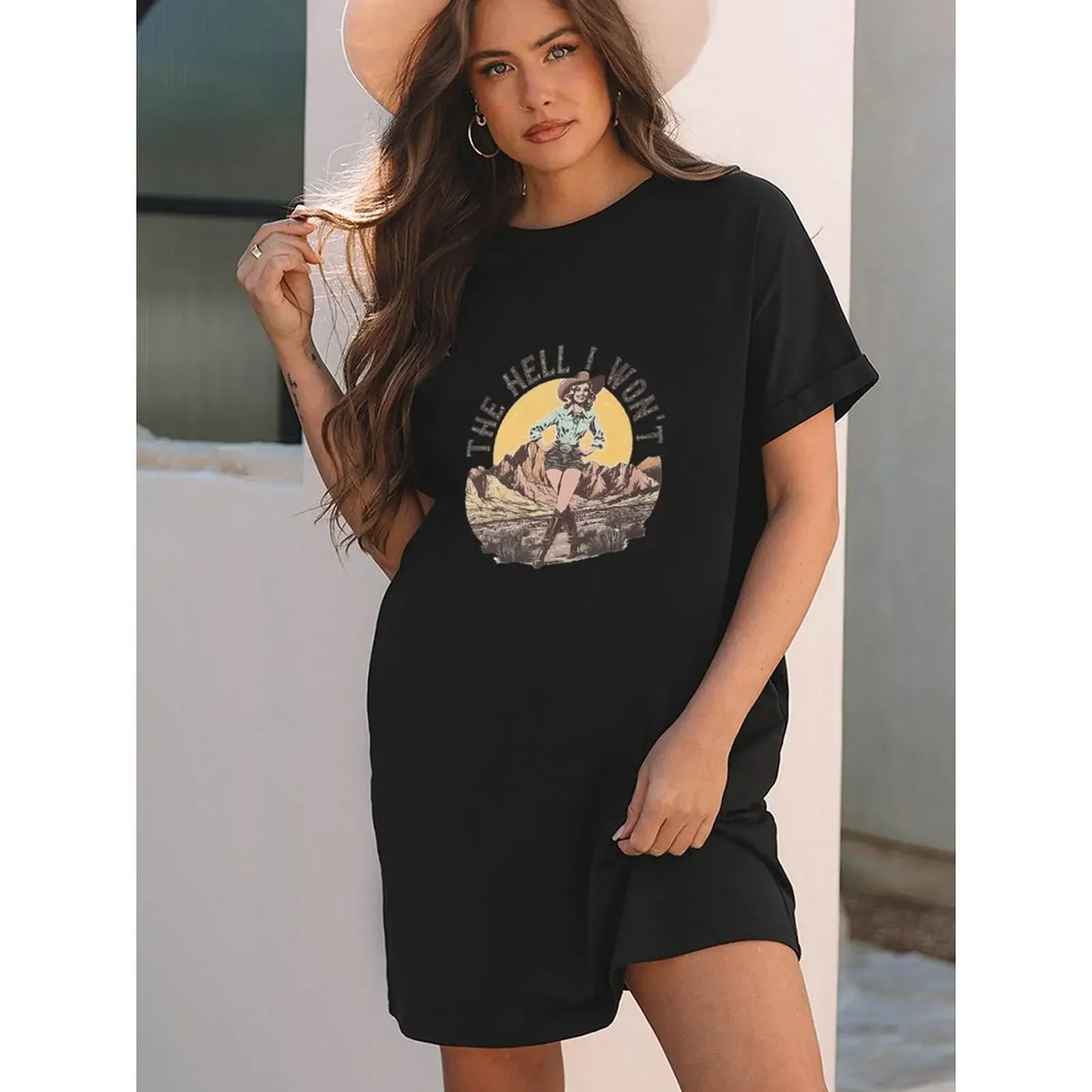 

Women Short Sleeve T-Shirts Oversized Casual West Cowgirl Style Boho Cow Skull Print Tops Summer Woman Clothes O-neck T Shirt