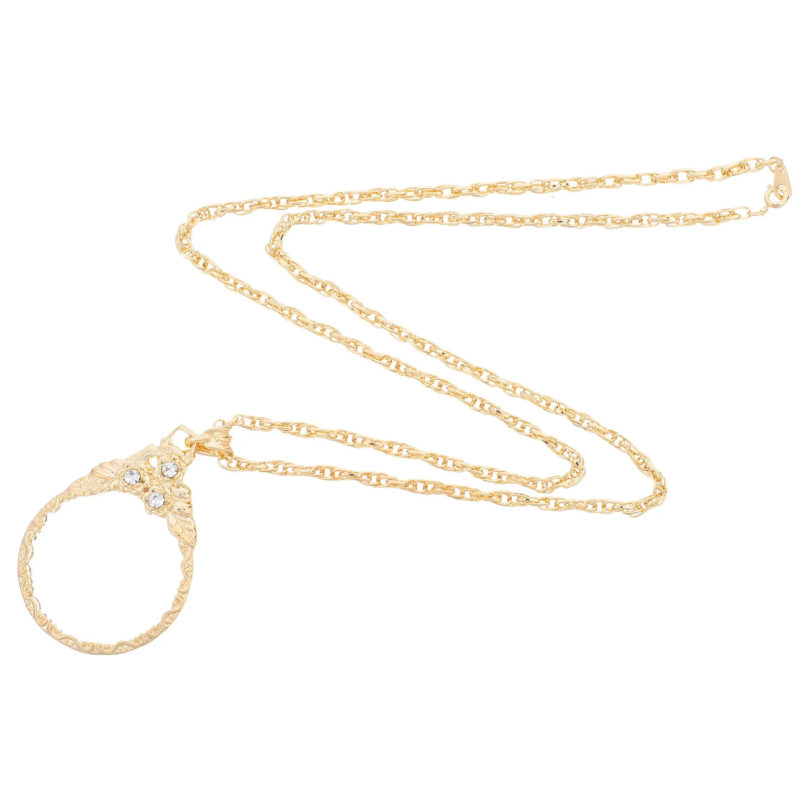 

Magnifying Glass Necklace Vintage Optical Lens Lightweight Portable Jewelry Loupe Necklace Handsfree Reading Magnifier Pendant