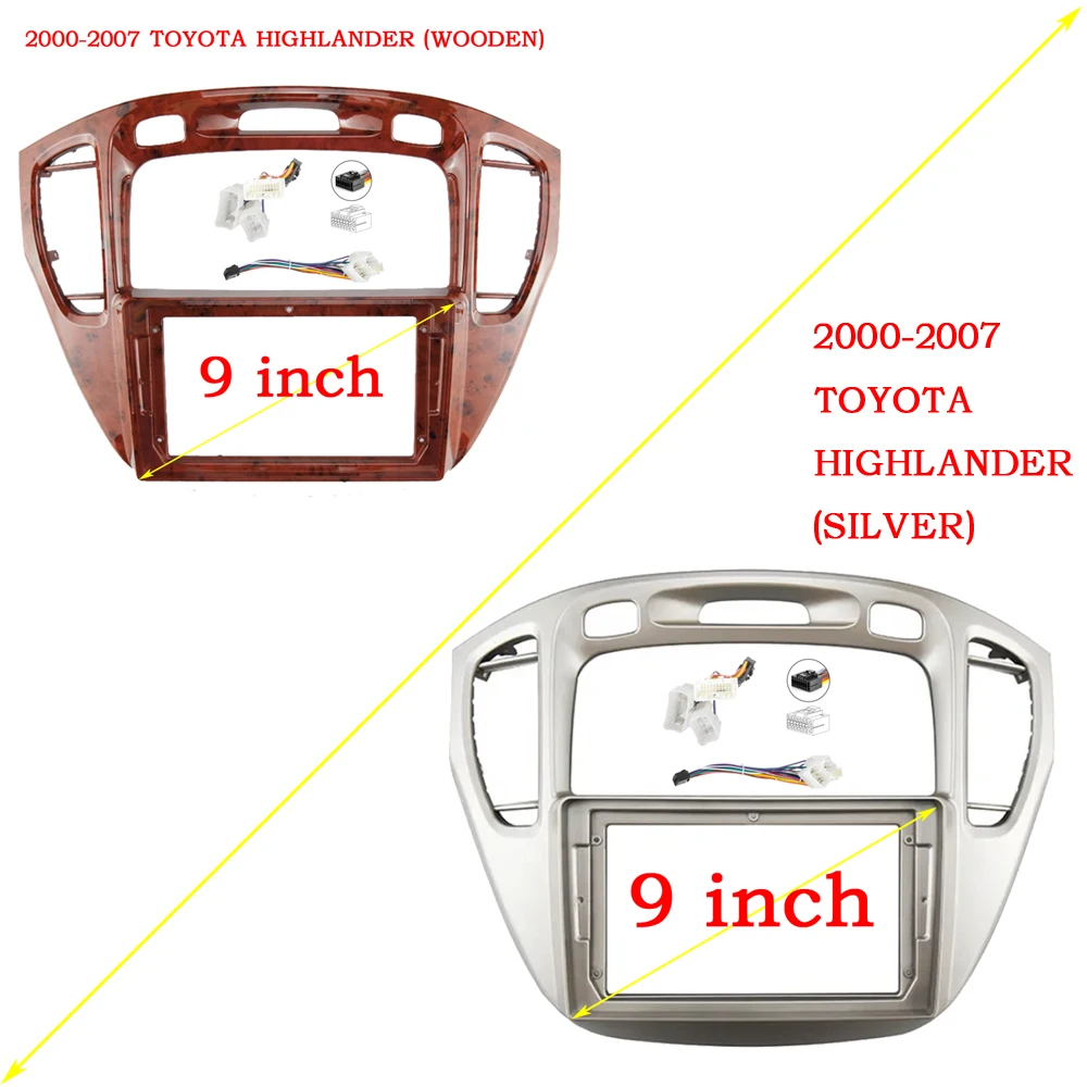 

WQLSK 2 DIN автомобильный аксессуар 2 Din 9-дюймовый радиоприемник DVD GPS MP5 рамка панели для Toyota Highlander 2000-2007 комплект крепления на приборной панели