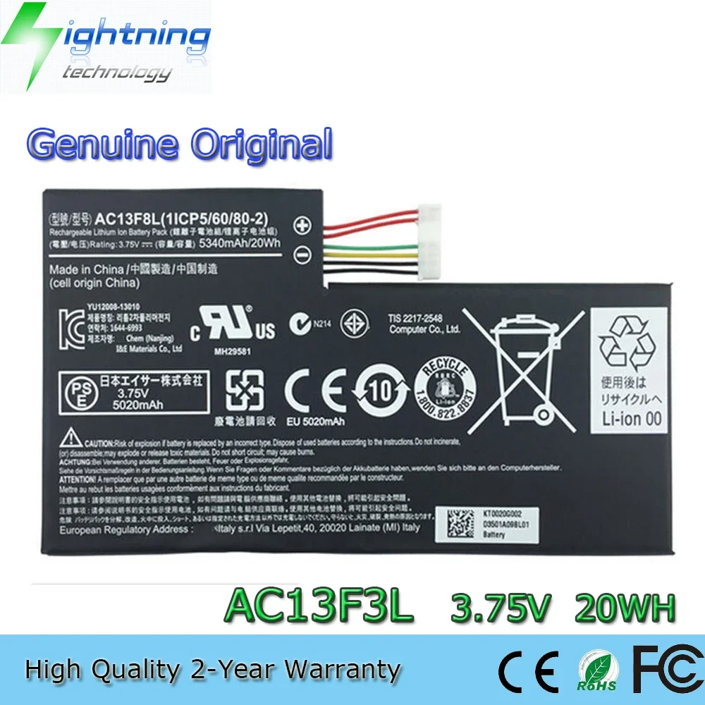 New Original AC13F3L 3.75V 4960mAh Laptop Battery for Acer Iconia W4 A1-810 A1-811 A1-A810 W4-820 AC13F8L