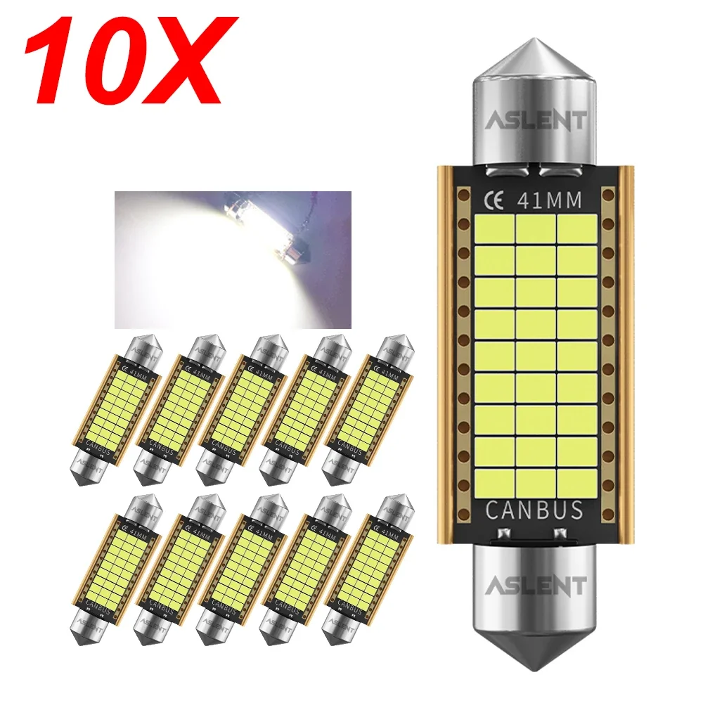 

10pcs C10W C5W LED Canbus Festoon 31mm 36mm 39mm 41mm for Car Bulb Interior Reading Light License Plate Lamp White Free Error