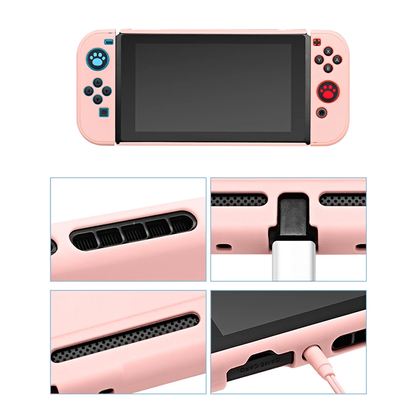 3 in 1 Protective Cover Case for Nintendo Switch and Joy-Con Controller with Screen Protector and Thumb Grips Dropshipping
