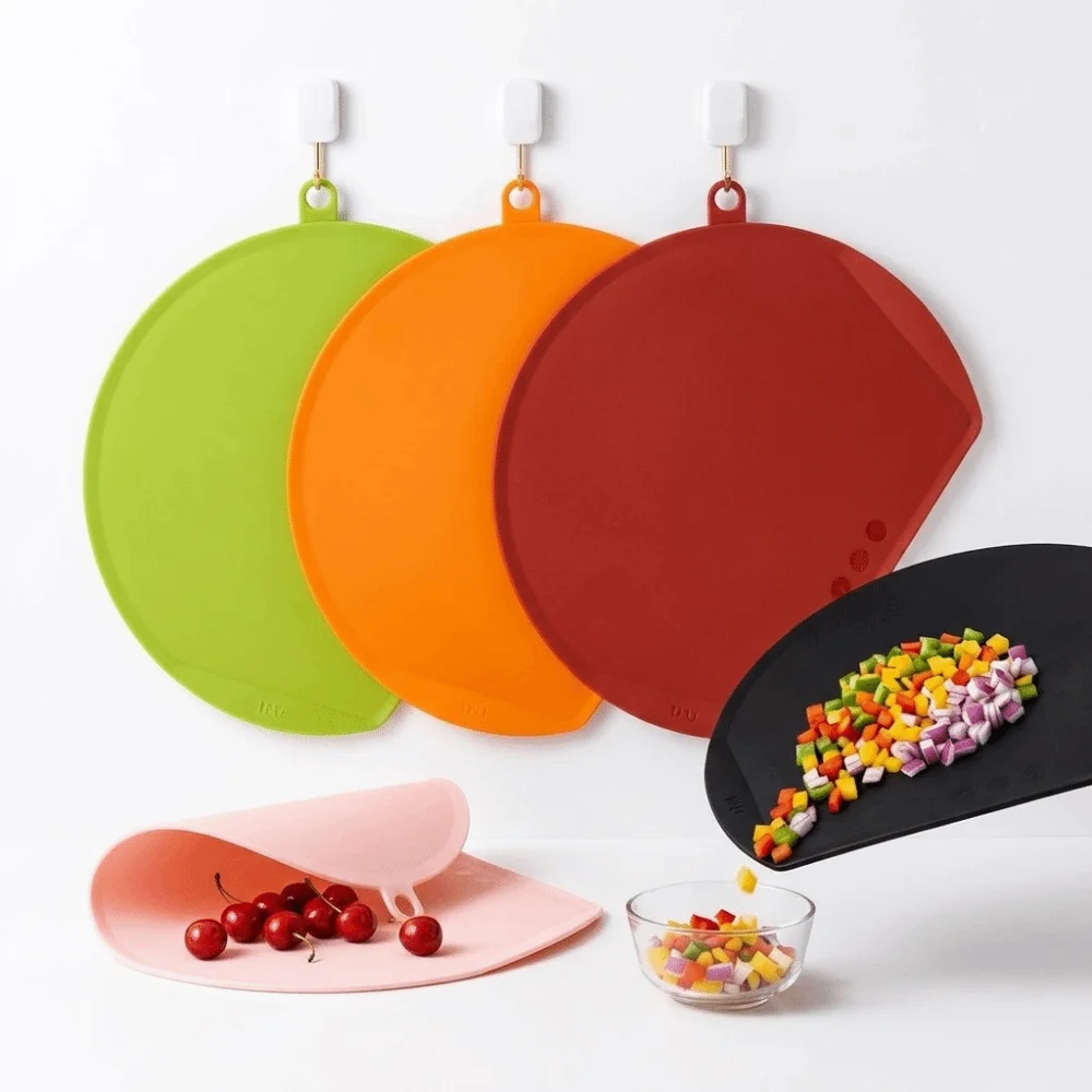 TPU Antibacterial Cutting Board Silicone Anti Mold Chopping Board Double Sided Hanging Fruit Vegetable Cutting Board