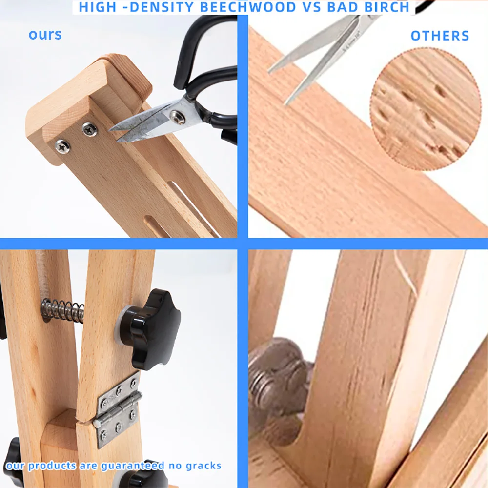 WUTA Leather Stitching Pony Hand Stitching Horse Table Desktop DIY Sewing Clamp Craft Working Tools Beech Wood w/2 Pcs Leather