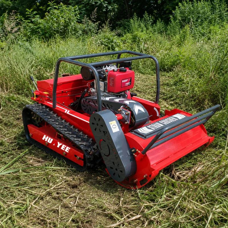 All Terrain Remote Control Lawn Mower Heavy Duty Crawler Grass Cutter for Steep Hillside High Grass Weeds Farm Orchard Mowing