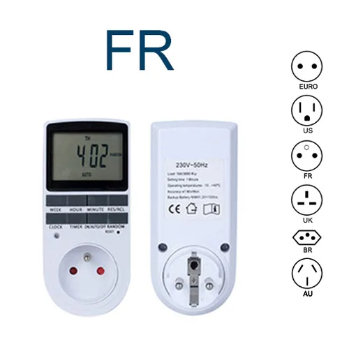 Elektronische digitale tijdschakelaar 24 uur cyclisch EU UK AU US BR FR stekker keuken timer stopcontact programmeerbare timer socket 220V