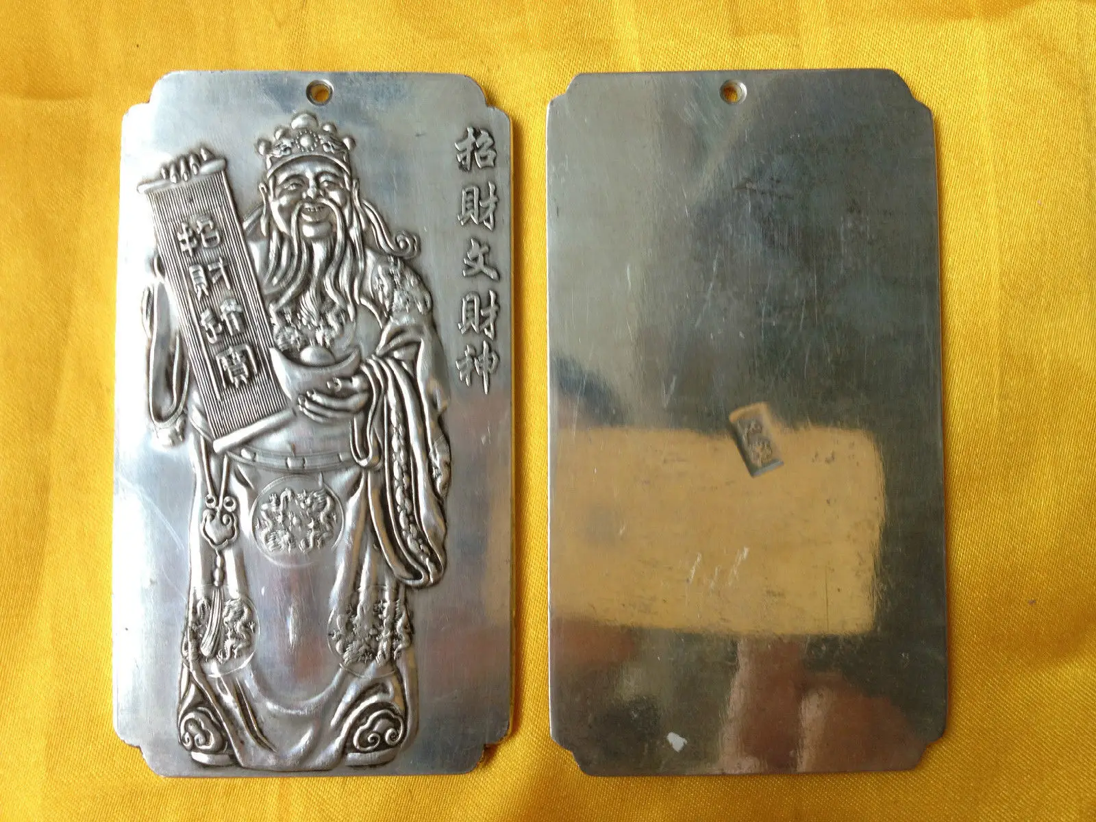 Collectibles Old Chinese Money God tibet Silver Bullion thanka amulet tibetan