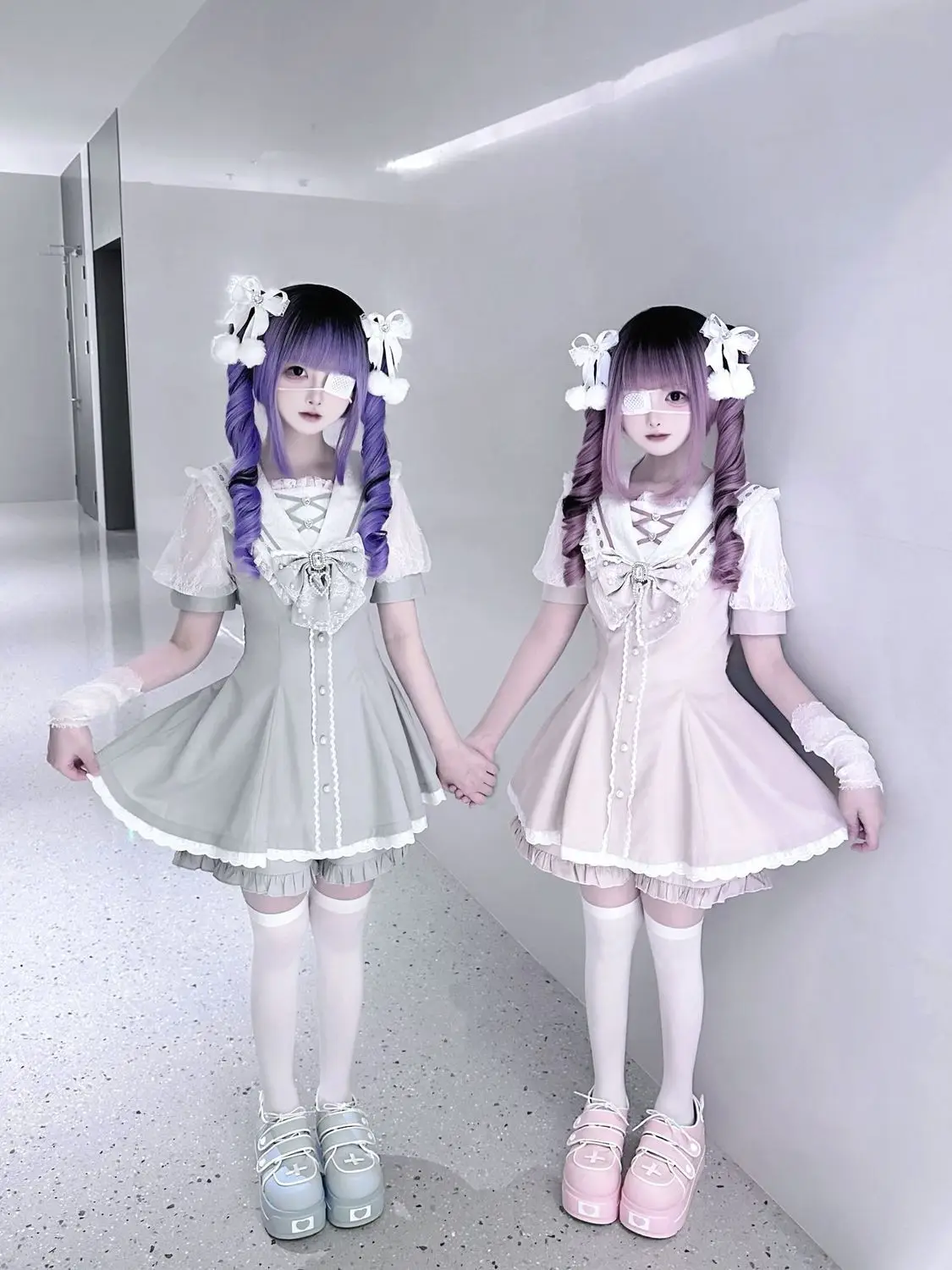 Subculture Sweetheart-style Cute Black Plaid Pink Blue Japanese Set Summer Outfit Jirai Kei Landmine Style Kawaii