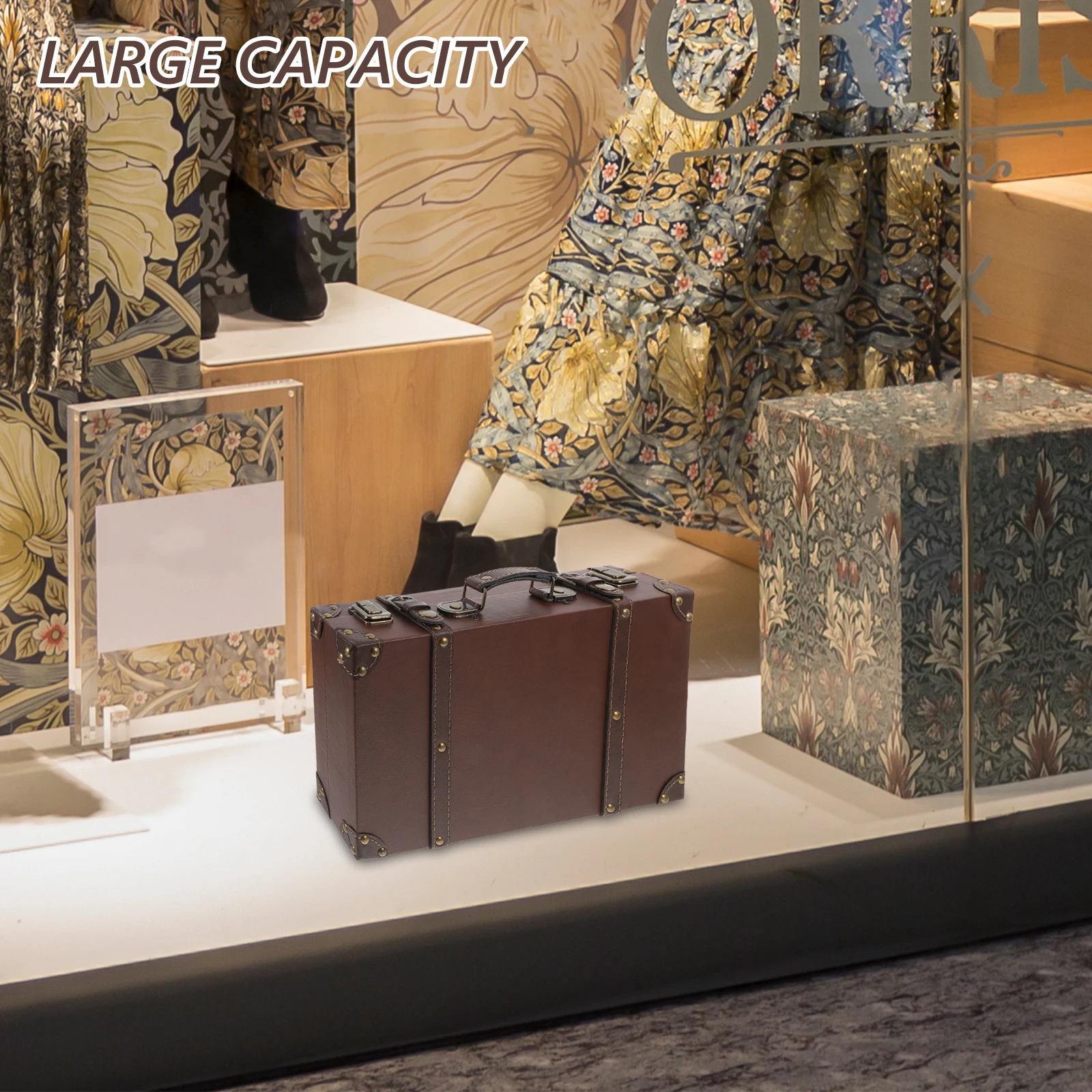 

Vintage Style Leather Trunk Luggage For Clothing Store Display Retro Decorative Storage Box For Photo Props And Window Dressing