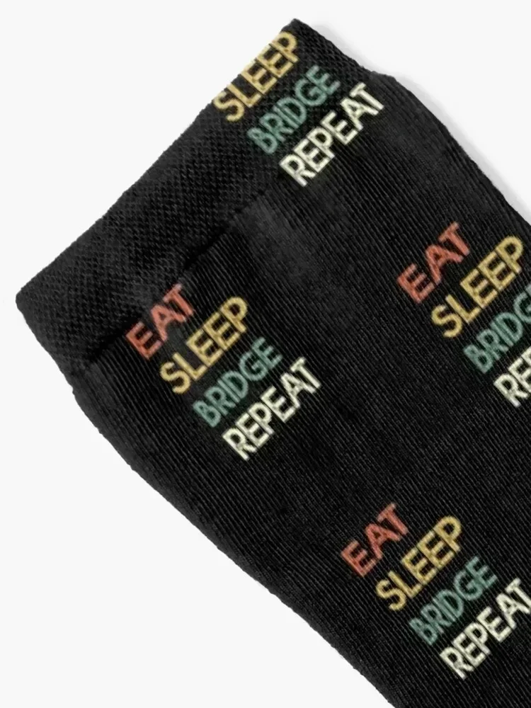 Eat Sleep bridge Repeat - Funny Player Gift Idea Vintage Socks christmas gift cartoon bright garter Sports Man Socks Women's