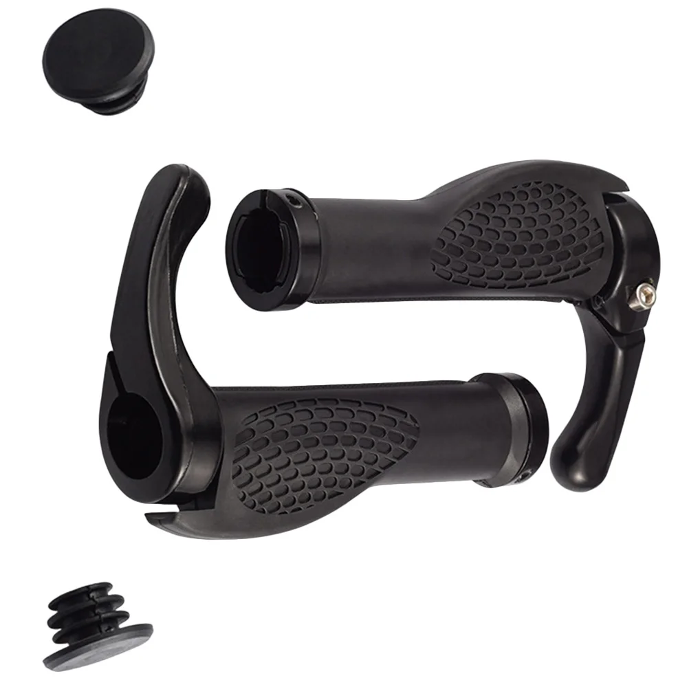 

1Pair Ergonomic Non-Slip Bike Handle Cover Accessory Minimizes Hand Fatigue Long Rides Aluminum Lock Black