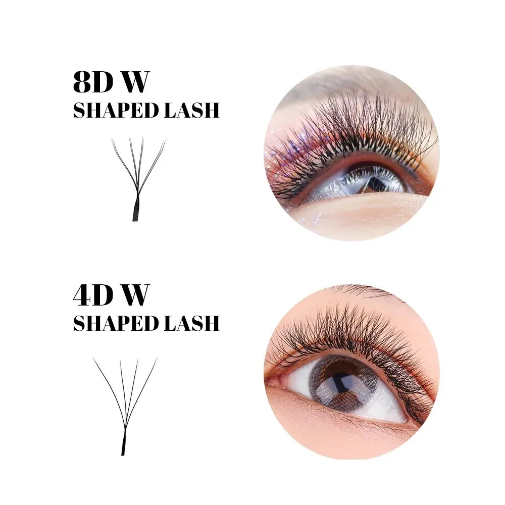 FADVAN 6D/8D W Eyelashes Double Layer 4D 3D Shape Extensions 8-154mm Natural Soft Volume Fan 0.07D 8D Pre-made