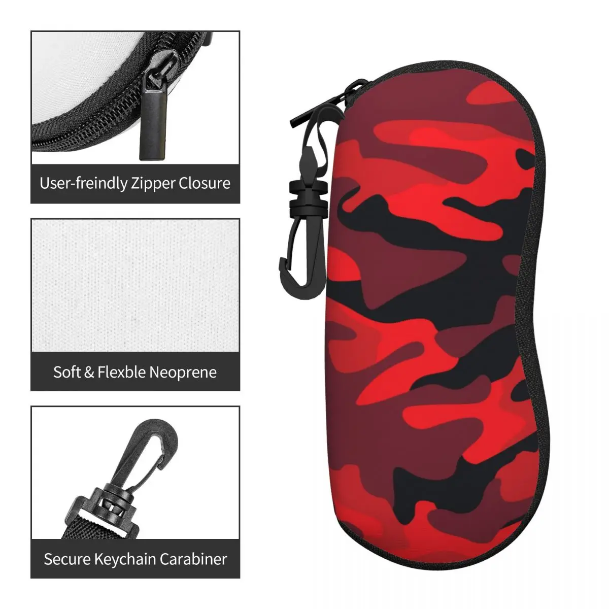 Military Red Camouflage Glasses Case Portable Camo Texture Eyewear Storage Box Small Sunglasses Box