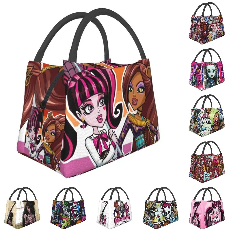 Custom Monster High Lesbians Draculaura Lunch Bag Women Cooler Thermal Insulated Lunch Box for Office Travel