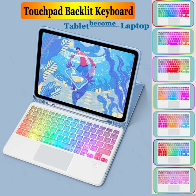 

Touchpad Keyboard Case for Samsung Galaxy Tab S9 11 inch Plus 12.4 2023 A7 10.4 S7 FE 12.4 Plus S8 S7 11 Lite S6 A8 10.5 Cover