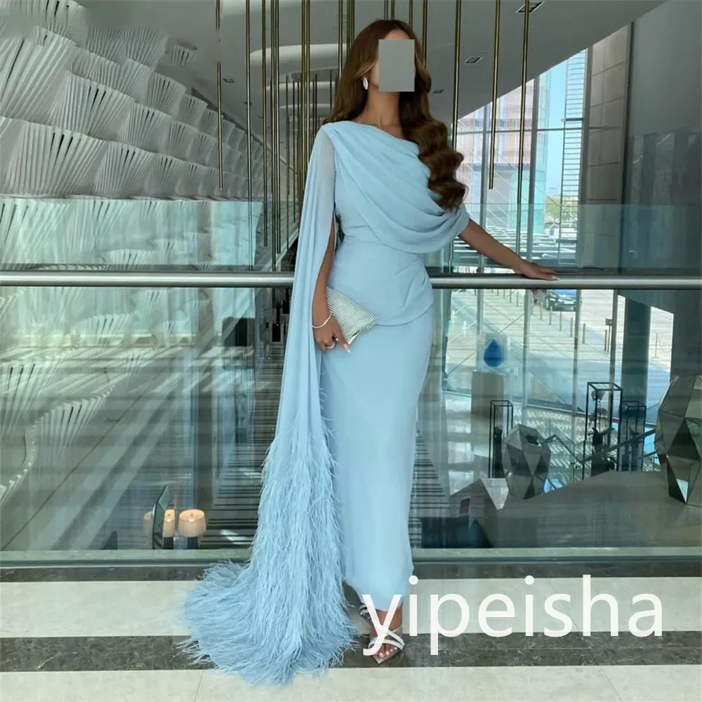 Customized Exquisite Jewel Sheer Straps Prom Dresses Tassel iffon Floor length فساتين سهره فاخره 2023  السهرة  party dresses  ا