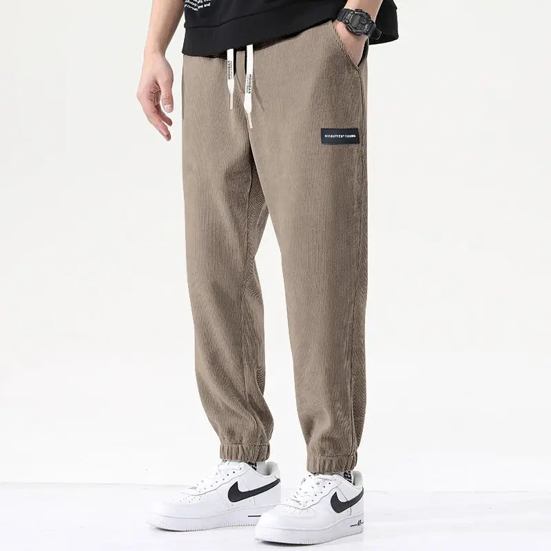 

Autumn Winter KPOP Fashion Style Harajuku Slim Fit Trousers Loose Corduroy All Match Casual Pants Korean Style Solid Sweat Pants