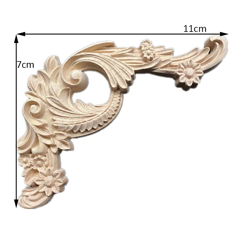 11-40cm Wooden Carved Corner Onlay Furniture Applique Mouldings Decal DIY Home Decor Decorate Board Cabinets Furiture