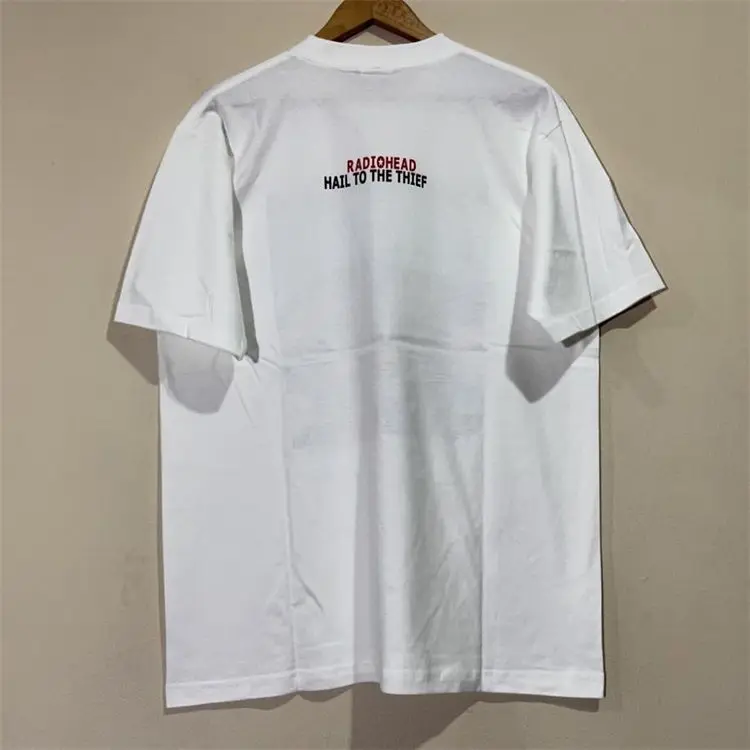 Мужская и женская модная брендовая футболка с короткими рукавами в европейском и американском стиле в стиле ретро, уличная футболка из чистого хлопка с принтом