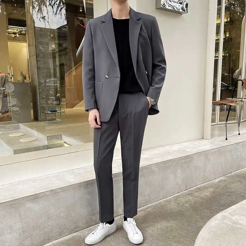 Men's Oversized Blazer Pants Set Street Style Design Luxury Feel Casual Fit with Mesh Details Edgy Urban Outfit for Men