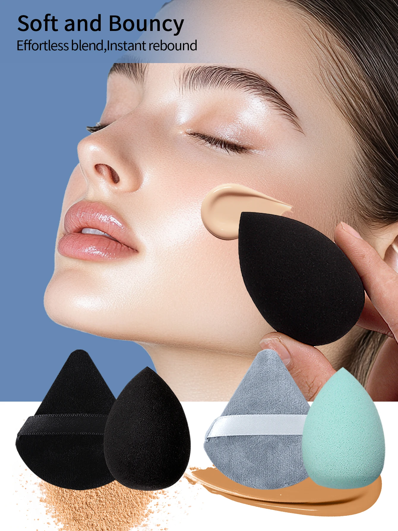 Ensemble de pinceaux de maquillage professionnels 19 pièces: pinceau de maquillage facial multifonctionnel + bouffée de poudre d'éponge de maquillage + sac de sangle de pinceau de maquillage