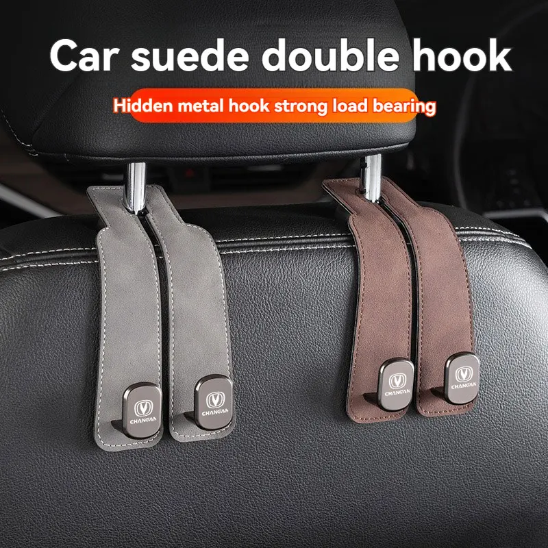 Suede Double Hook Rear Seat Backrest Hook Car Interior Organizer Accessories For Changan CS35 Plus CS55 PLUS CS75 PLUS Eado