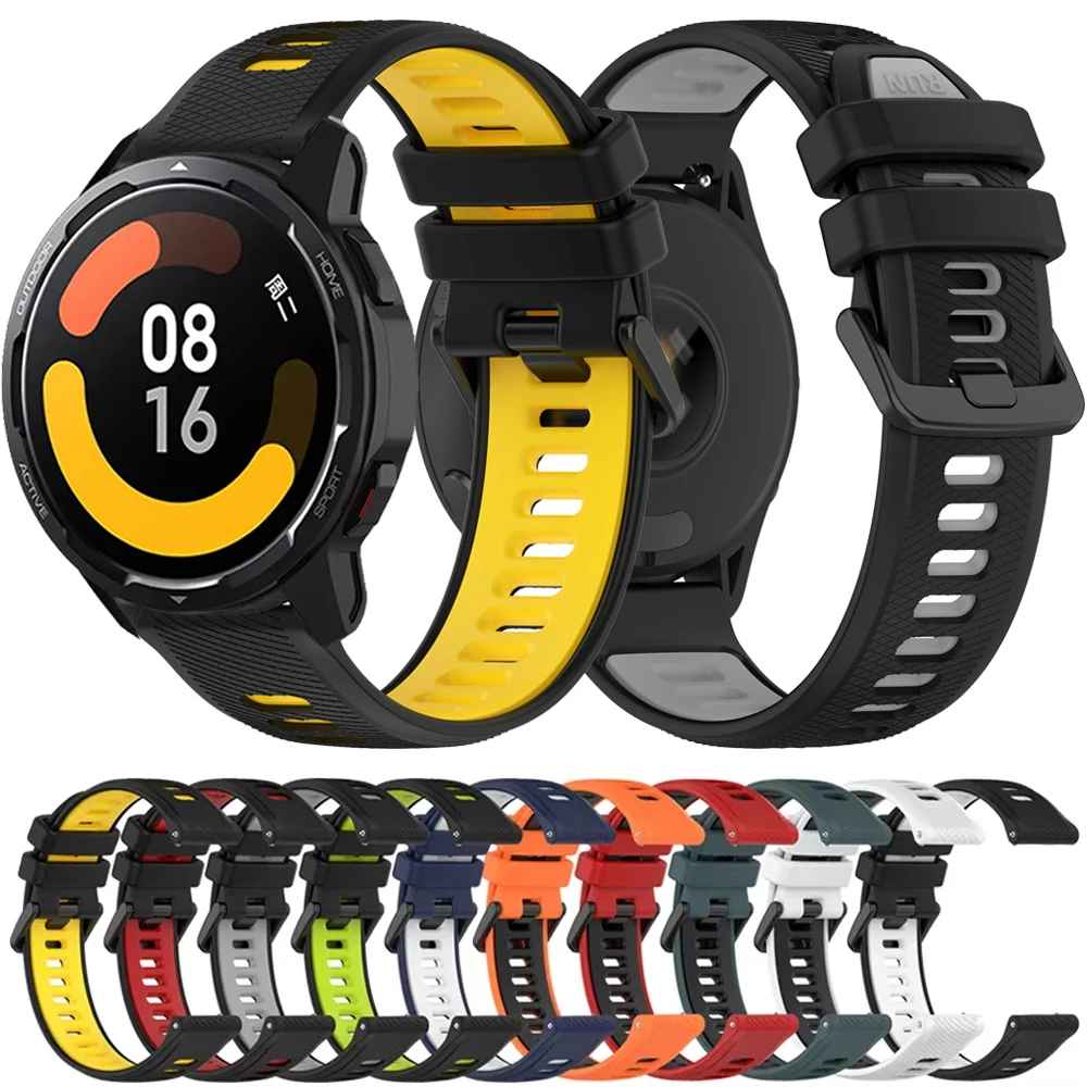 Силиконовый ремешок для часов 22 мм для Xiaomi Watch 2 Pro S4 S3 S2 S1 Active/Pro Mi Watch Color Sport/Color 2, двухцветный ремешок-браслет