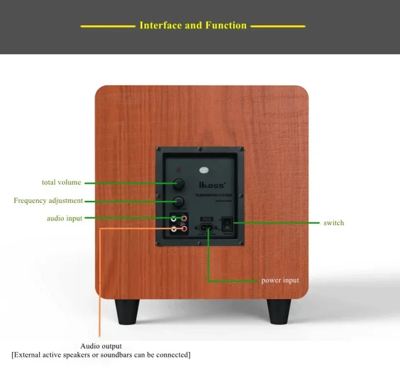 IBASS 10 بوصة نظام الصوت النشط مضخم الصوت يقترن مكبر الصوت رف الكتب 2.0 الكمبيوتر التلفزيون المتكلم الذروة الطاقة 300 واط