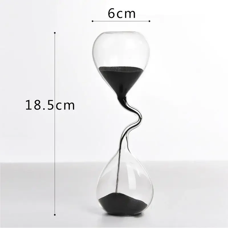 Curve Design Black Hourglass Modern Style Home Decor Accessories Glass Craft Simple Interior Table Ornament Aesthetic Sand Clock